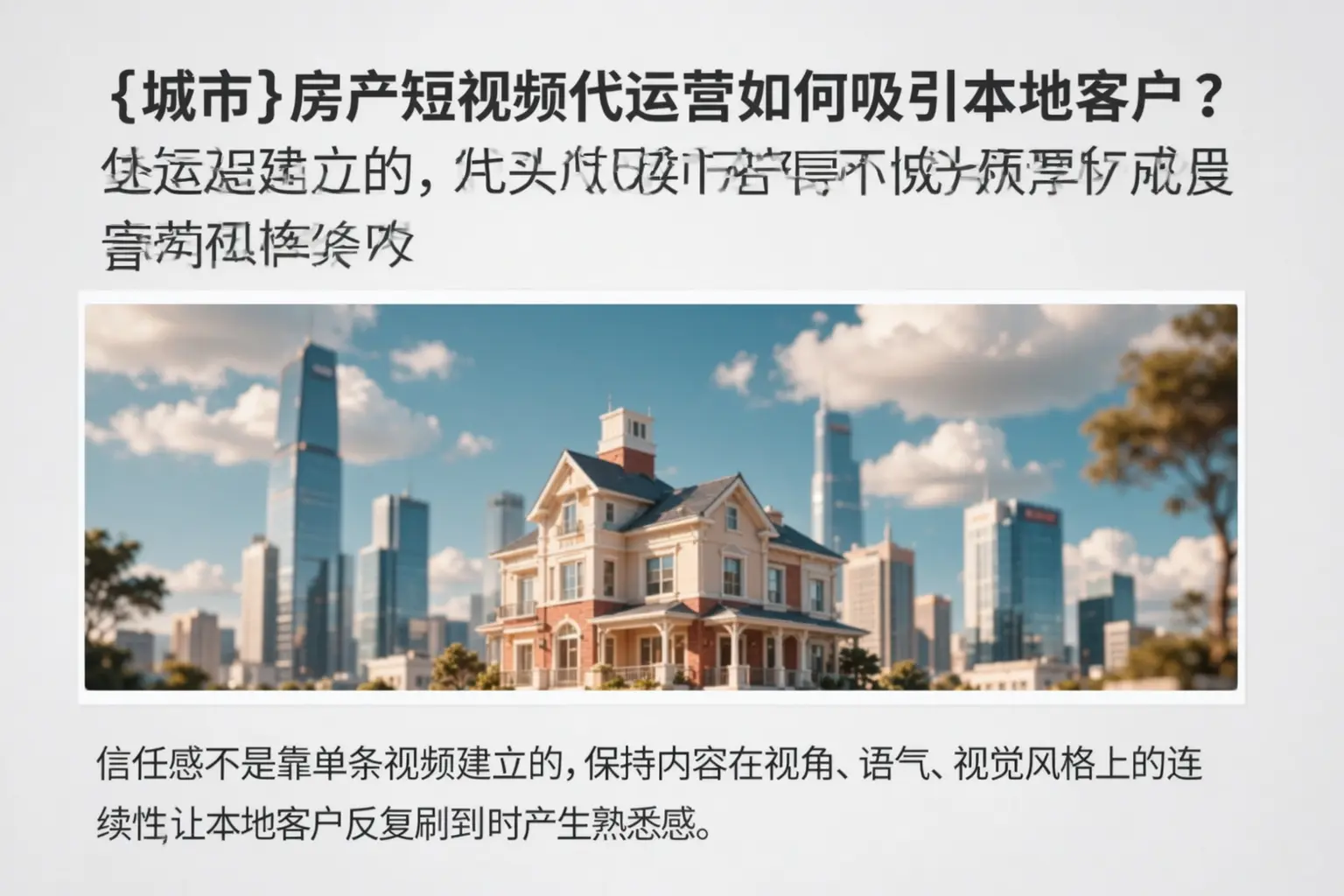 屯留房产短视频代运营如何吸引本地客户?